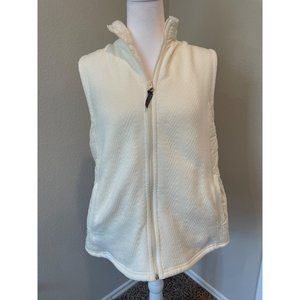 Talbots Ivory Sleeveless Zip Front Fleece Faux Fur Lined Vest